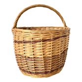 Round two-tone woven wicker basket