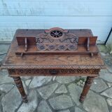 Carved oak desk from Brittany, early 20th century.