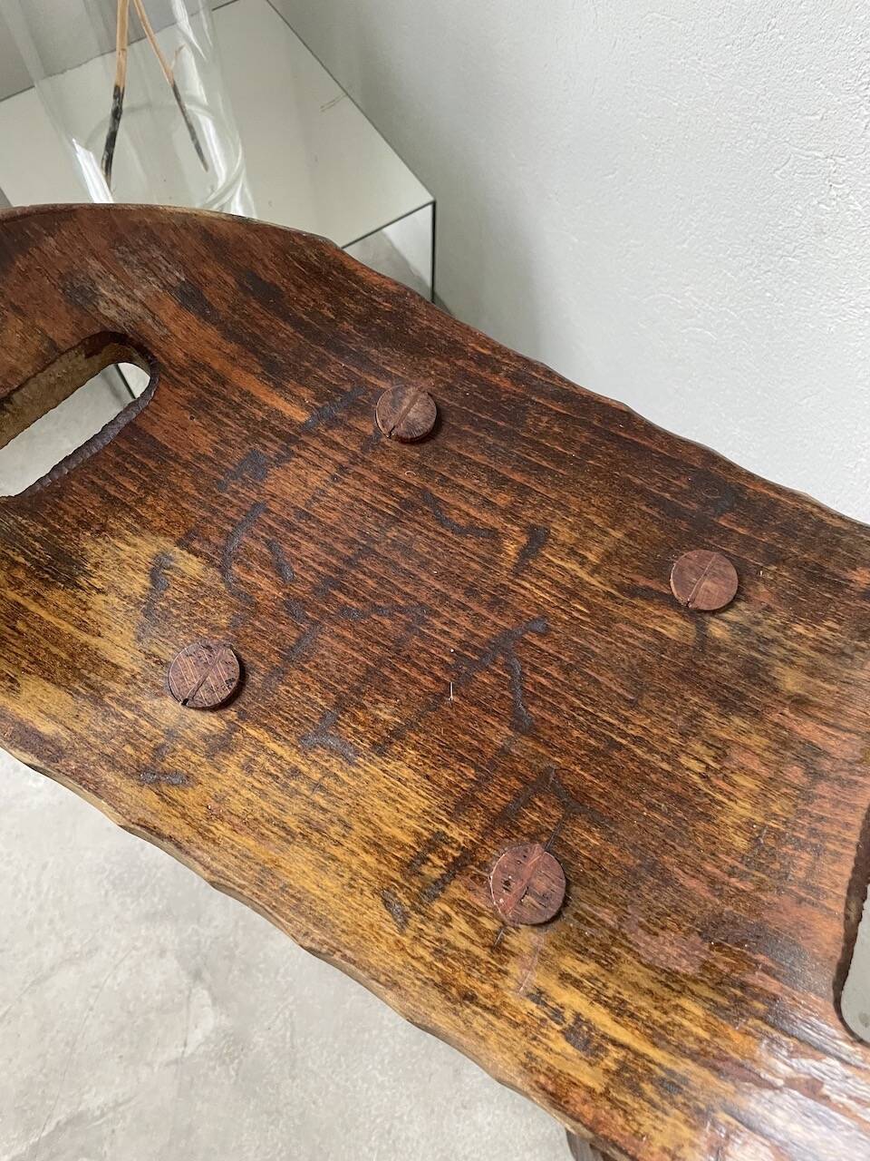 Pair of brutalist high stools