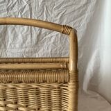 Vintage wicker and bamboo magazine rack