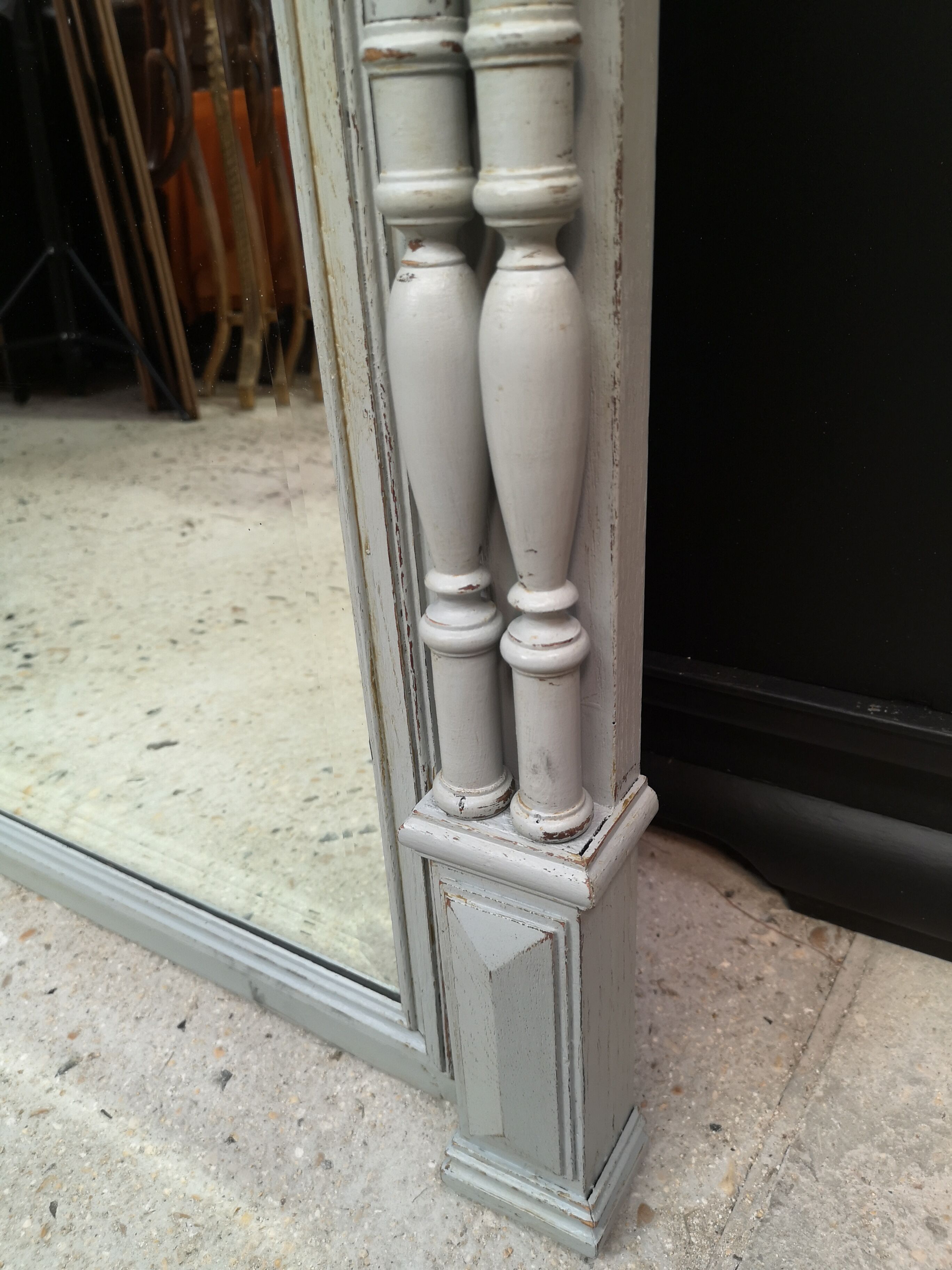 Mirror trumeau XIXe patina shabby chic gustavien ice