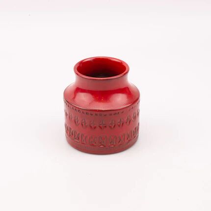Vintage red ceramic vase by Bitossi, designed by Aldo Londi, Rimini Rosso series.