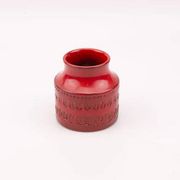 Vintage red ceramic vase by Bitossi, designed by Aldo Londi, Rimini Rosso series.