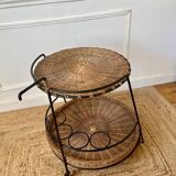 Airborne wicker and metal rolling trolley