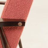 Mid-century modern armchair raspberry bouclé H. Lis