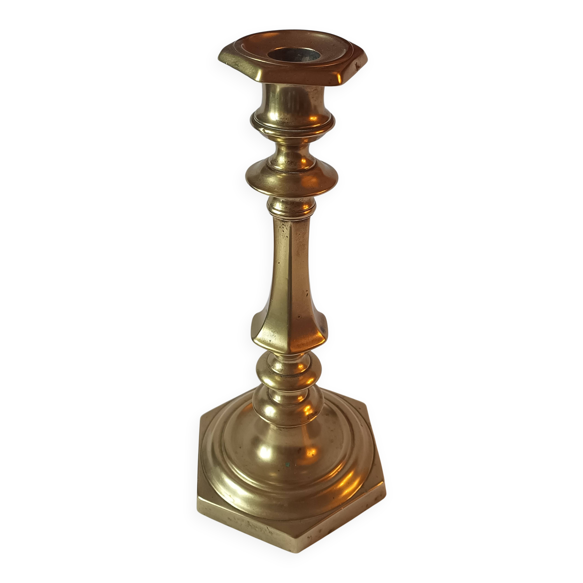 Antique bronze candlestick, 19th century, torch holder, candelabrum.