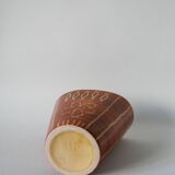 Patterned beige and brown ceramic vase, numbered 1970