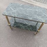 Vintage marble print serving table on wheels