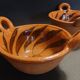 Pair of handled bowls, glazed terracotta, Mexico, mid-20th century.