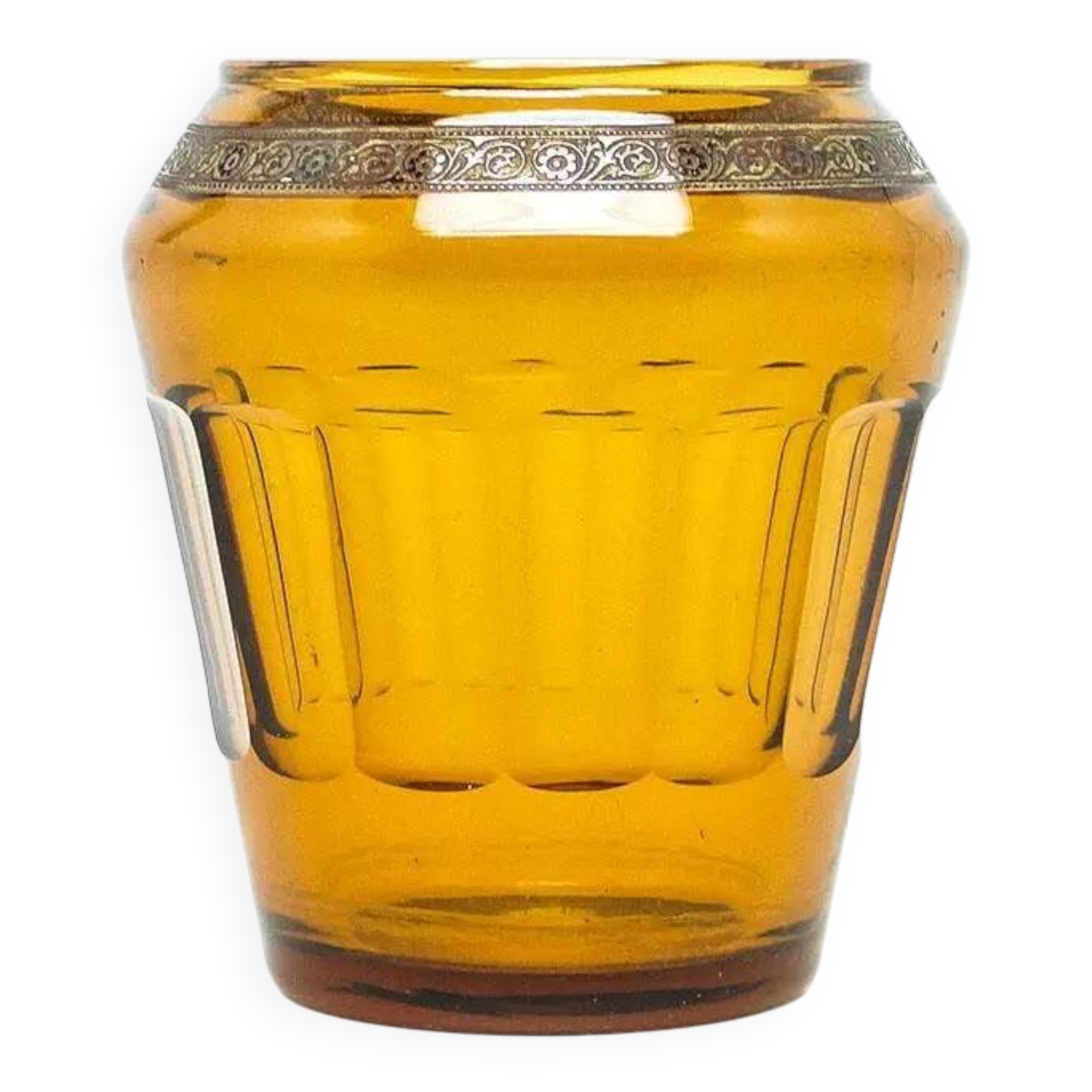 Art Deco vase, honey glass, Bohemia, Czechoslovakia, 1930s