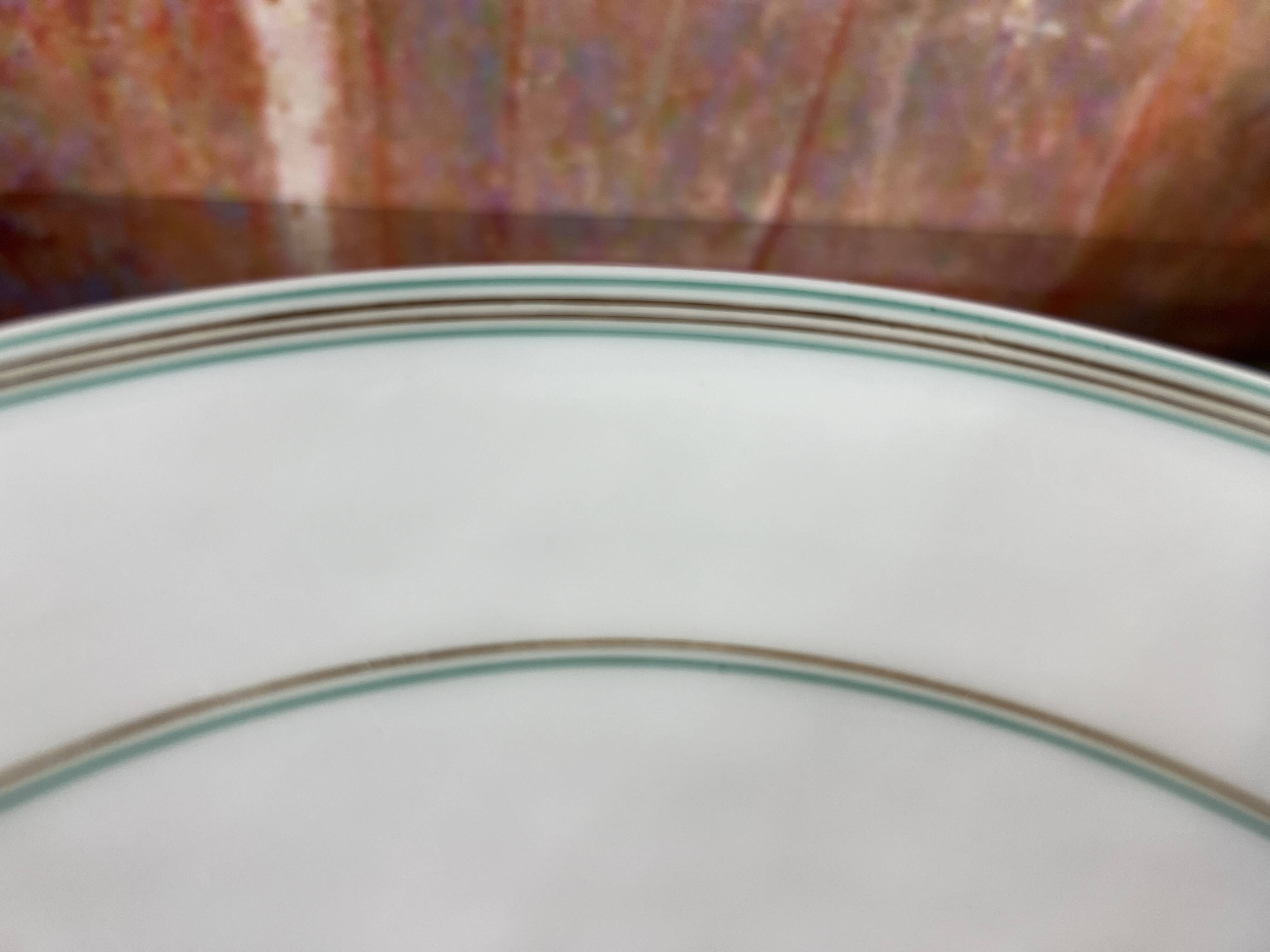 Pair of 2 white and green porcelain compote bowls