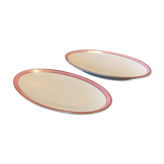 2 pink porcelain raviers by KG Lunéville