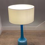 Lampe scandinave verre bleu et laiton (Holmegaard Danemark)