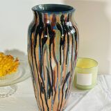 Multi-colored dropper vase, signed NB 2004, 34 cm high.