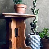 Brutalist oak side table