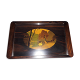 Wood marquetry tray