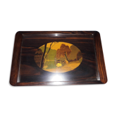 Wood marquetry tray