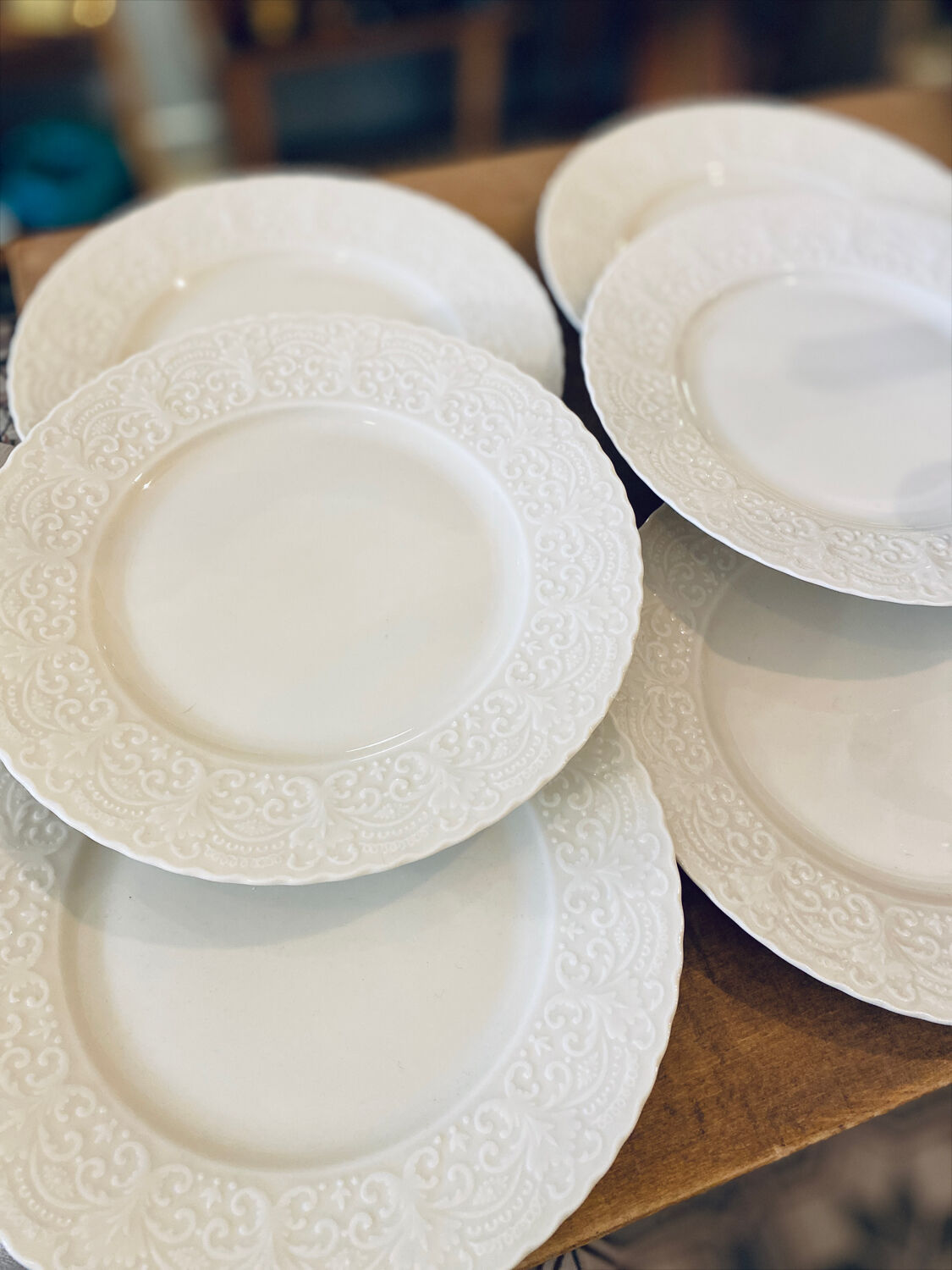 Lot of 6 Limoges plates and Ralph Lauren model Megan.