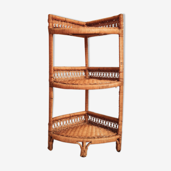 Vintage rattan corner shelf