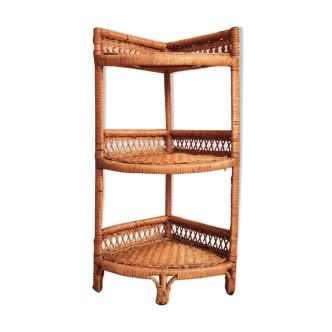 Vintage rattan corner shelf