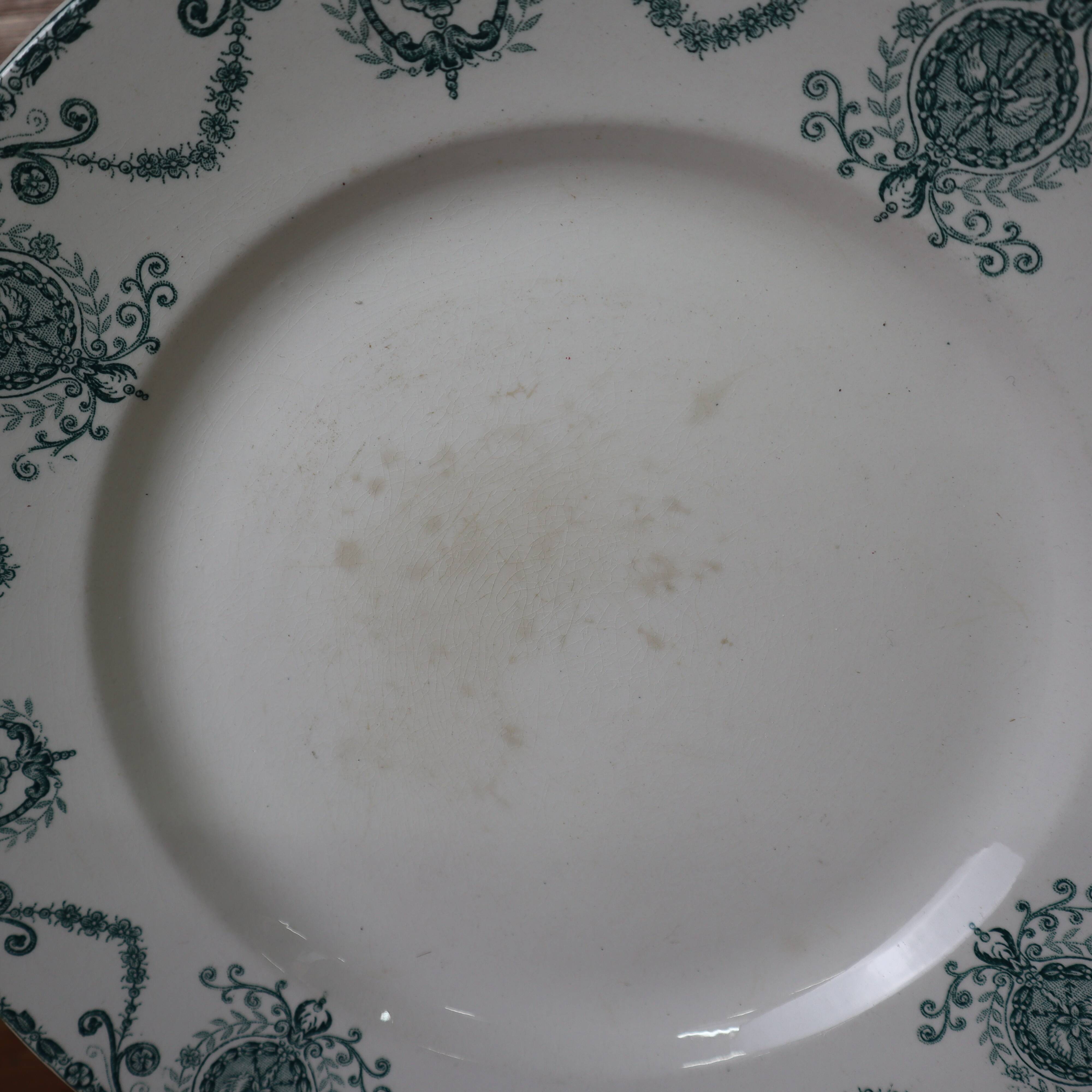 Old round dish in Terre de Fer, Pierrefonds model