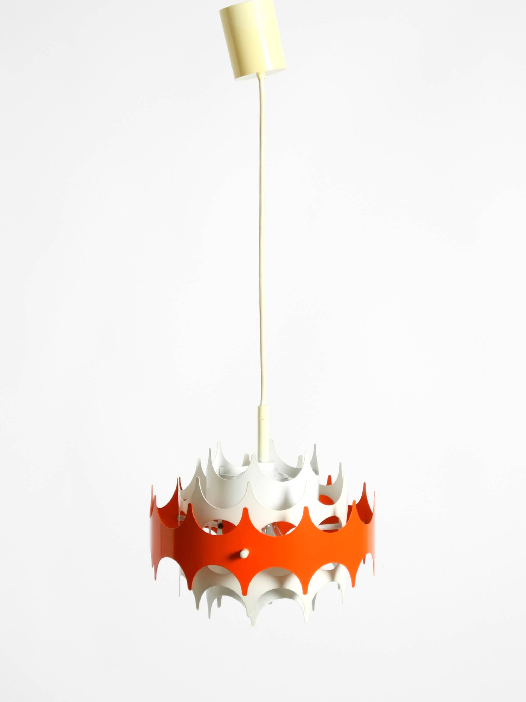 Beautiful small original 1960s Space Age metal pendant lamp by Doria