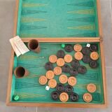 Jeu de jacquet, backgammon, dames en coffret ancien