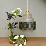 Vintage stained glass globe pendant light