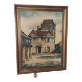 Oil on canvas stephane bulan village of domme dordogne 1979