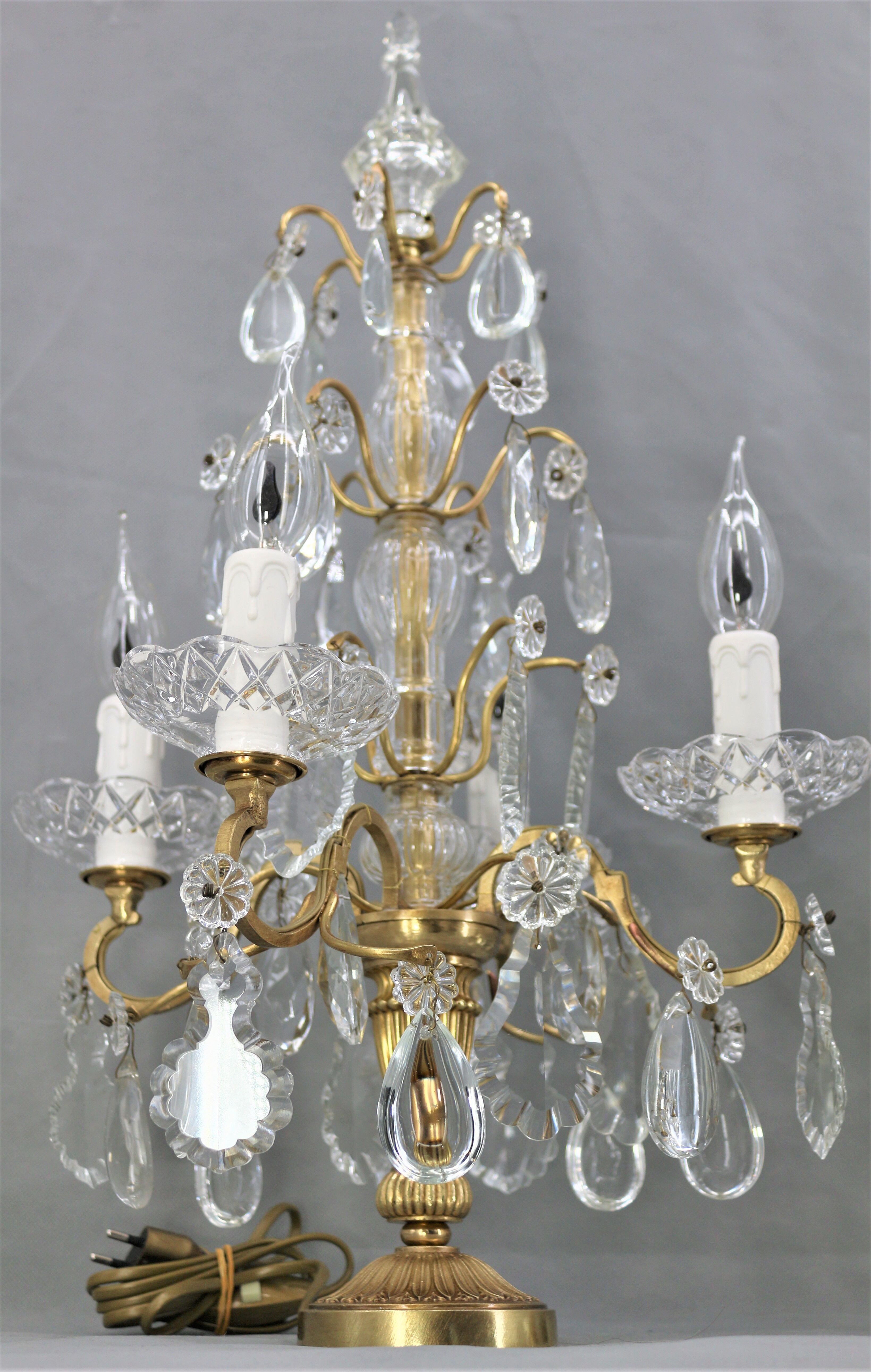 Pair girandoles chandelier bronze & crystal louis XV style
