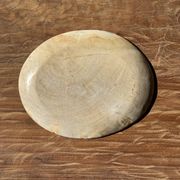 Small oval beige solid petrified wood tray or pocket emptier D24-19 -3311