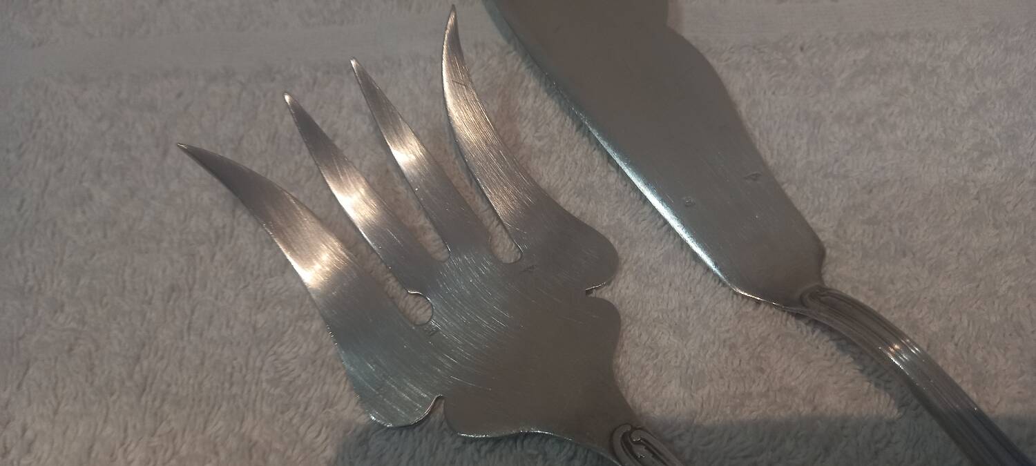 2-piece fish serving set, silver plated metal, goldsmith Ercuis LXV 29