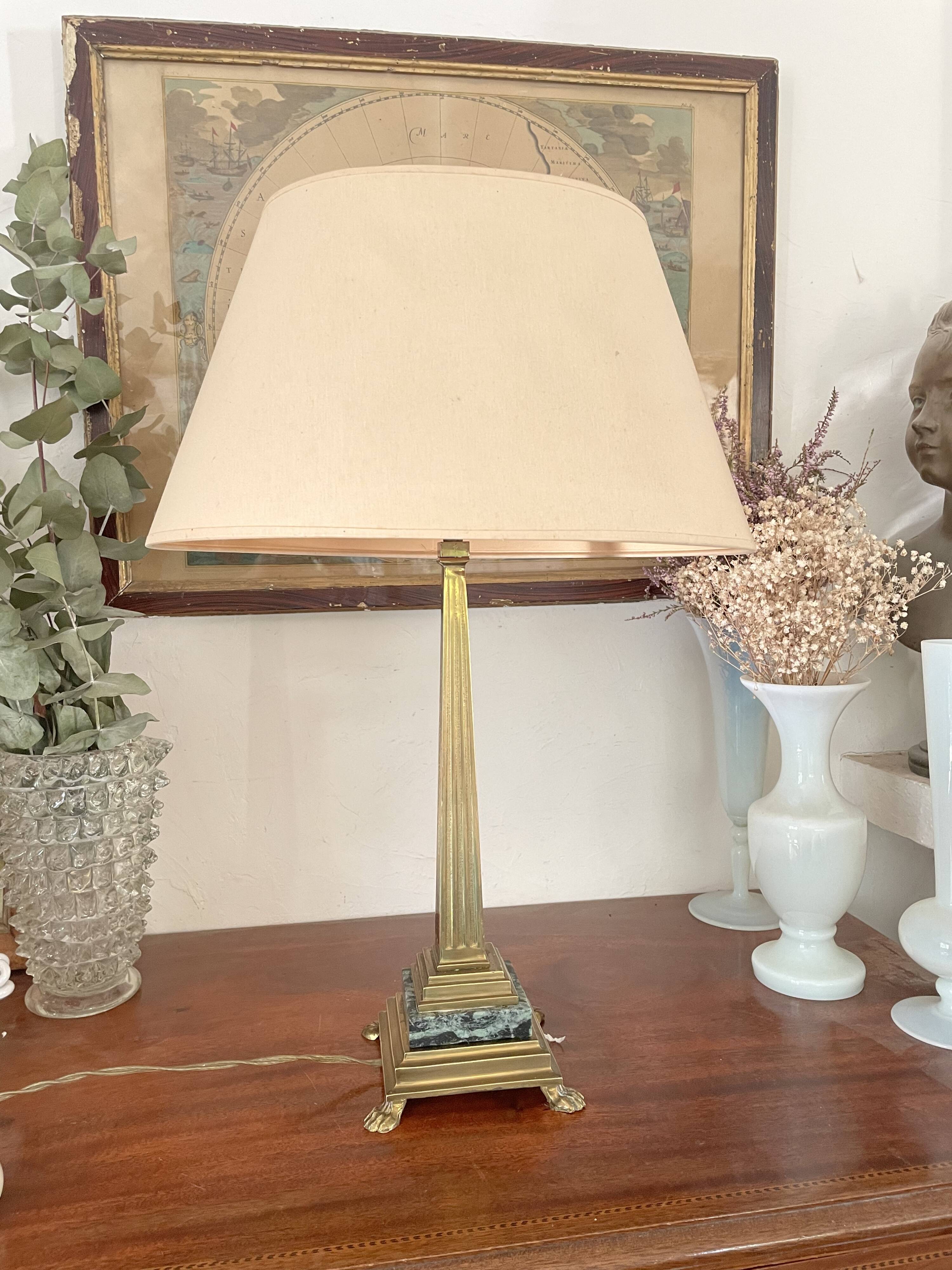 Column lamp in gilded bronze and marble 36cm