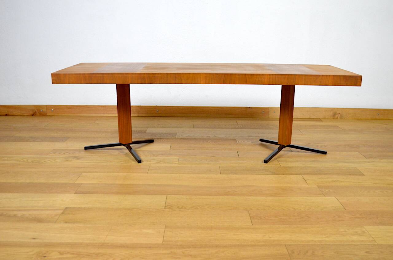 Grande Table Basse Vintage en Bois & Métal 1960