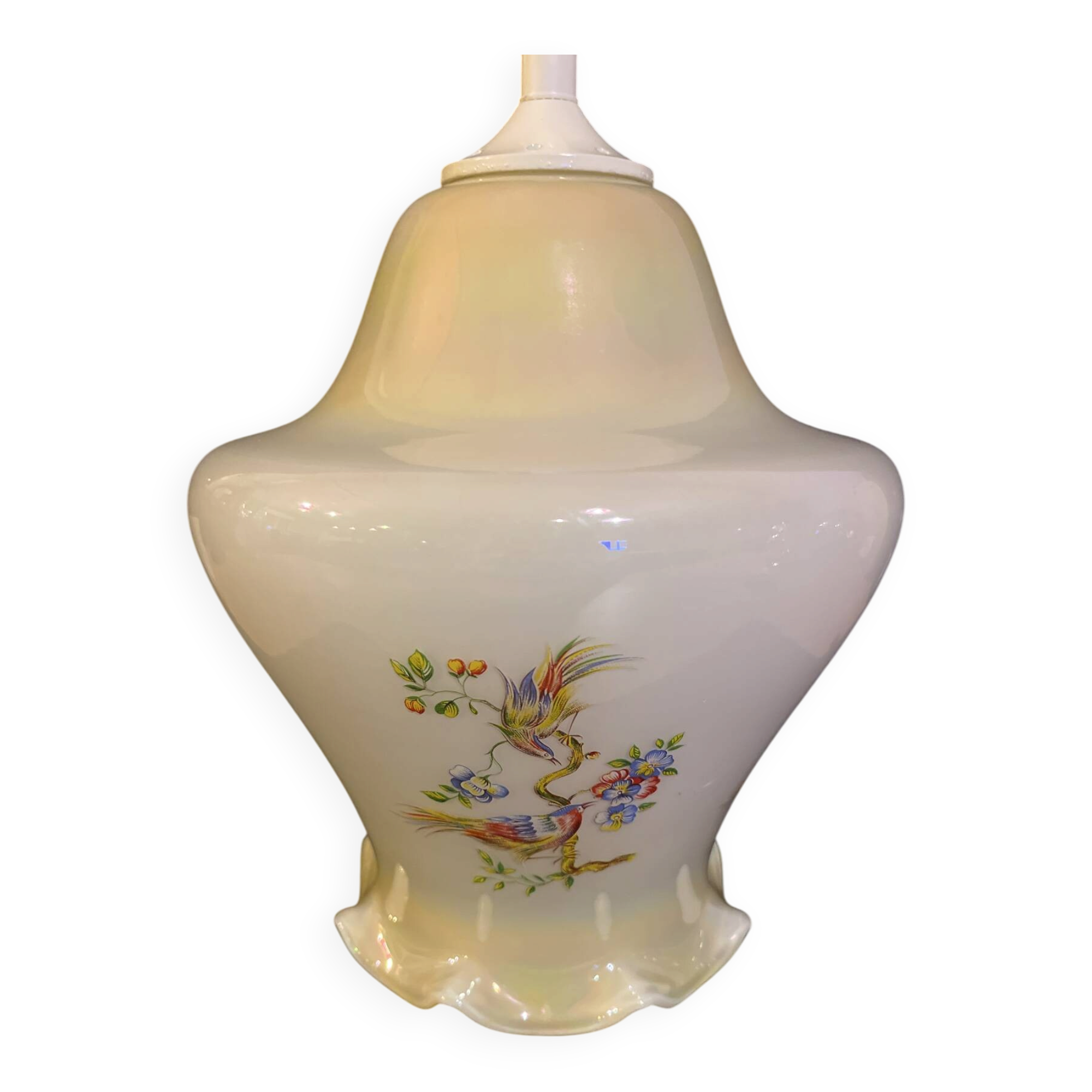 New vintage suspension in iridescent opaline – Attributed to Vianne
