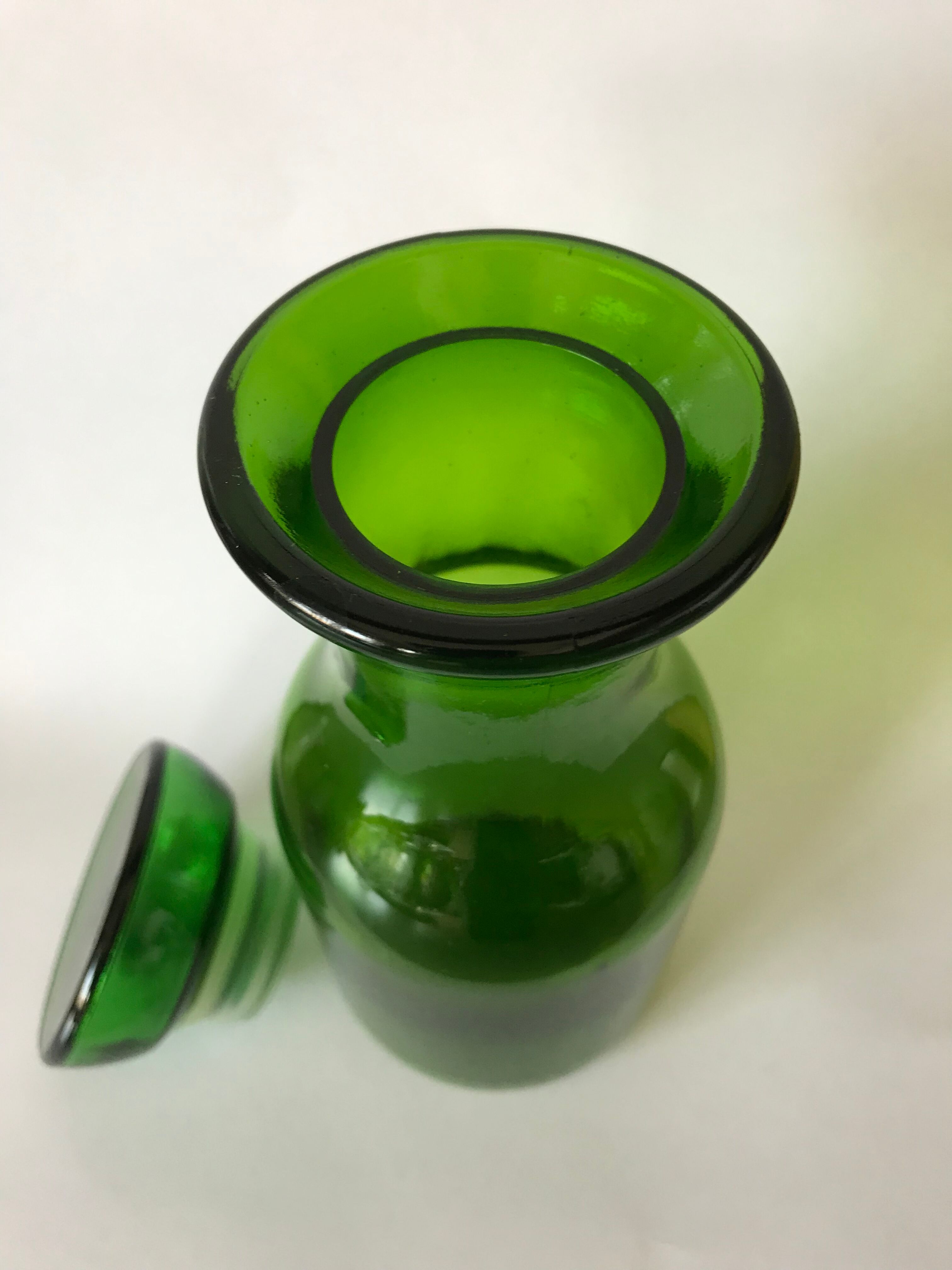 Green glass jar