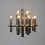 Modernist chandelier in chrome attributed to Gaetano Sciolari, 1970s