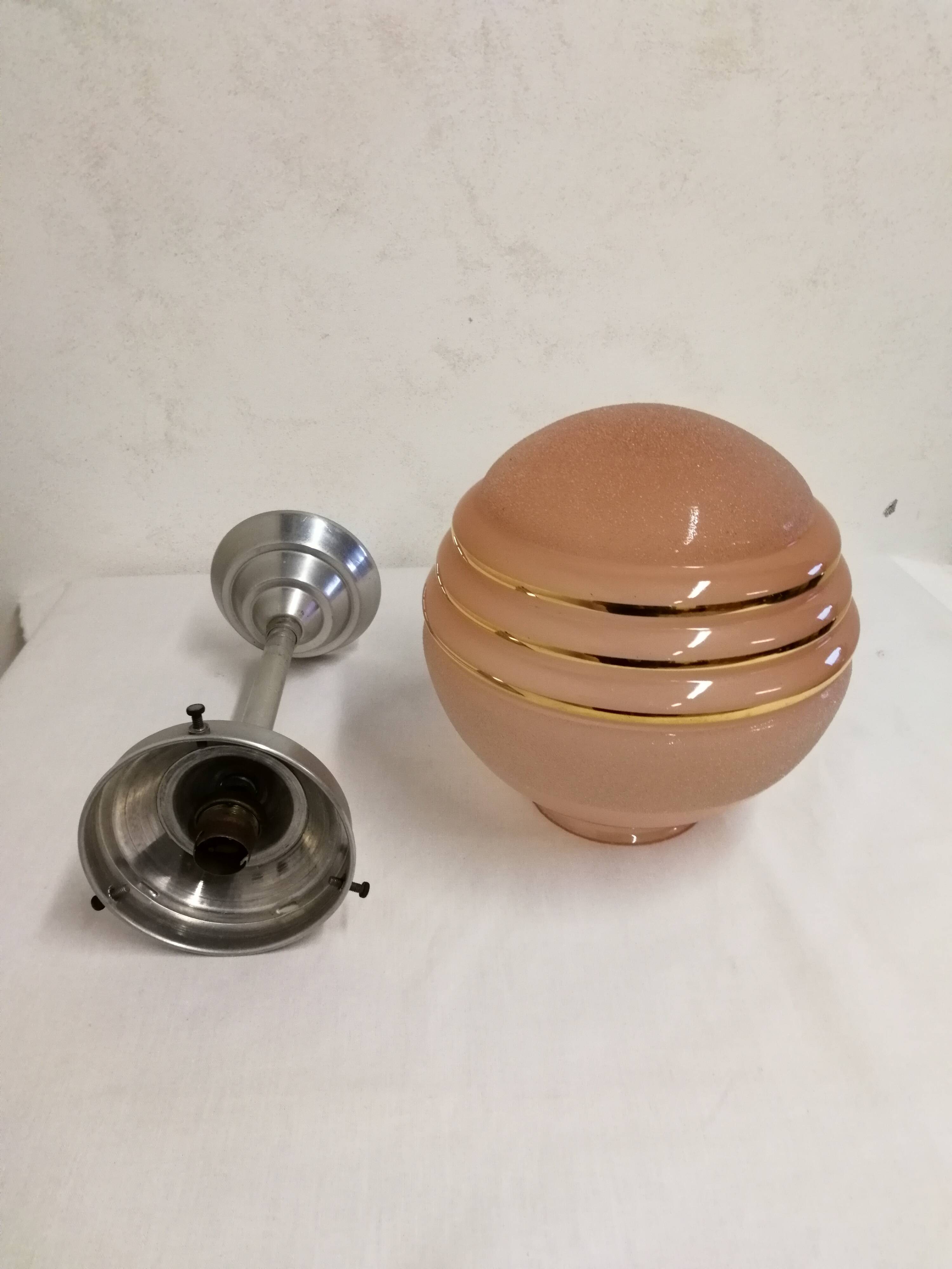 Art deco style frosted glass pendant light