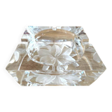 Large Solid Crystal Ashtray France JG Durand Modern Design Art Deco Loft