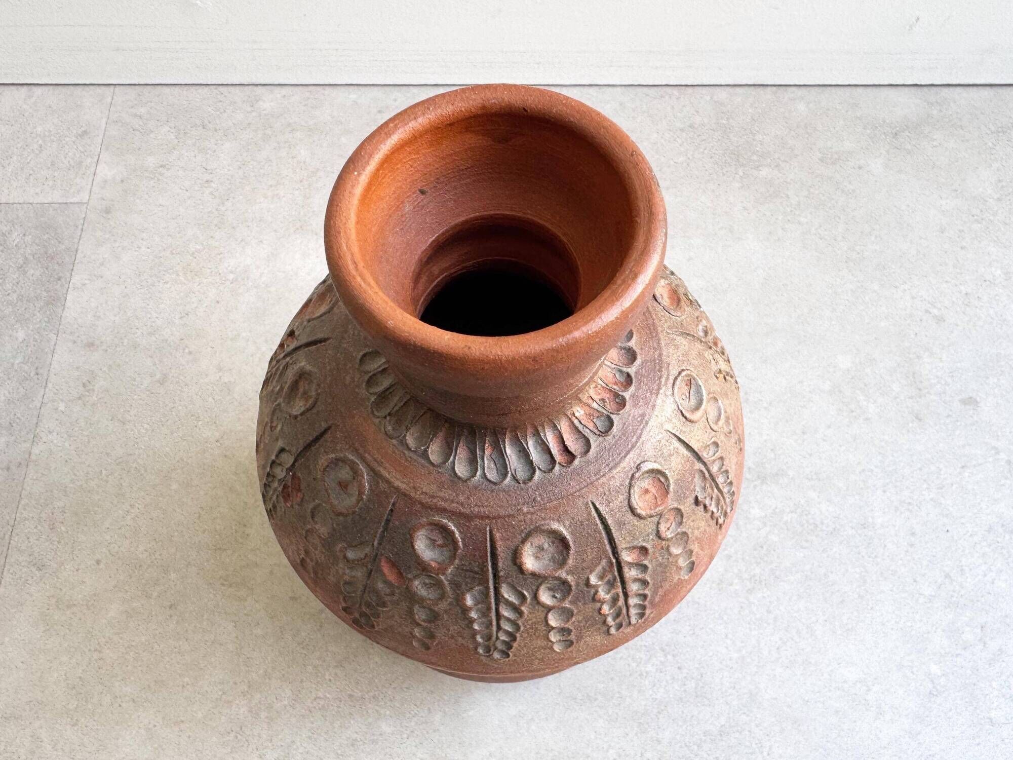 Vintage terracotta pottery ceramic vase