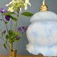 Vintage globe pendant light in white and blue opaline