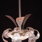 Lustre Art Déco rose Barovier e Toso, verre de Murano, années 1950