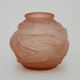 Art deco ball vase in pink glass paste with bird decoration