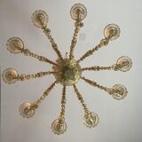 Rezzonico Venetian Lustre In Murano Glass Mordoré With Green Reflections, 10 Bras Of Light