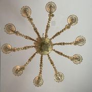 Rezzonico Venetian Lustre In Murano Glass Mordoré With Green Reflections, 10 Bras Of Light