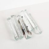 Single Midcentury ice glass wall lamp by Fischer Leuchten, Germany 1970's