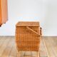 Little rattan worker, vintage green fabric interior, 1960