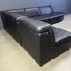 Vintage black patchwork leather modular sofa set by Laauser, 1970s