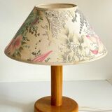 LAMP in Solid Pine Floral Shade VINTAGE