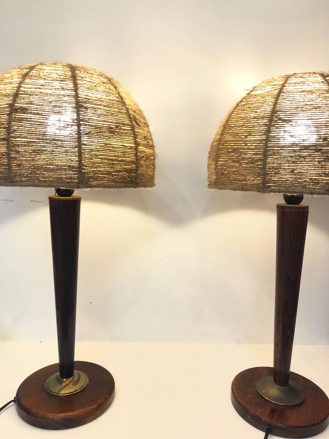 Pair of Unilux rope lamps, 1970